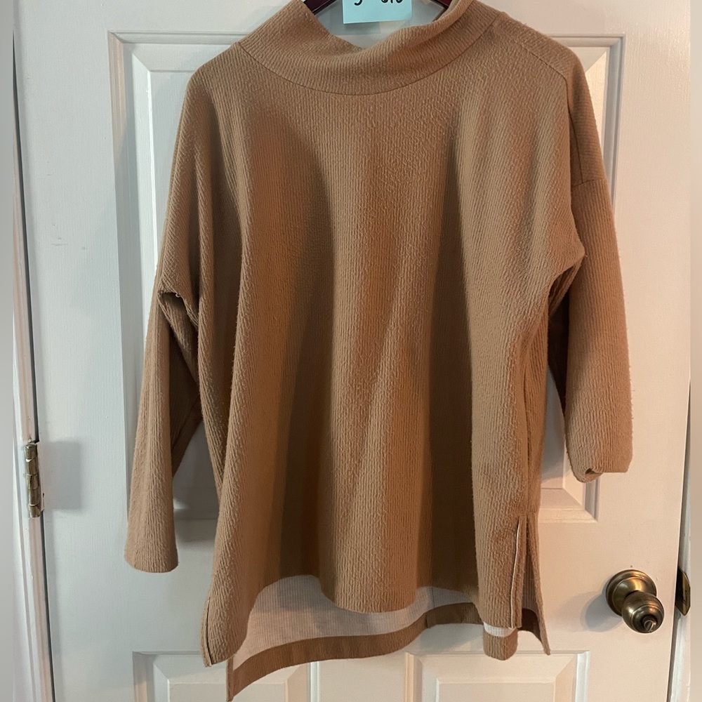 Anthropologie Theresa Light Brown Mock Neck Tunic Top S